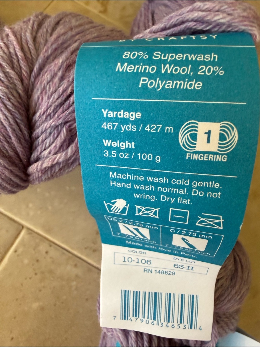 Cloudborn Fibers Merino Superwash Sock Twist Yarn - Lavender Heather - Picture 3 of 7